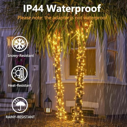 66FT 200LED Christmas String Lights Outdoor/Indoor, Extendable Twinkle Fairy Lights Waterproof Clear Wire with 8 Modes&Timer Function for Garden Bedroom Patio Christmas Tree Decorations (Warm White) - Image 4