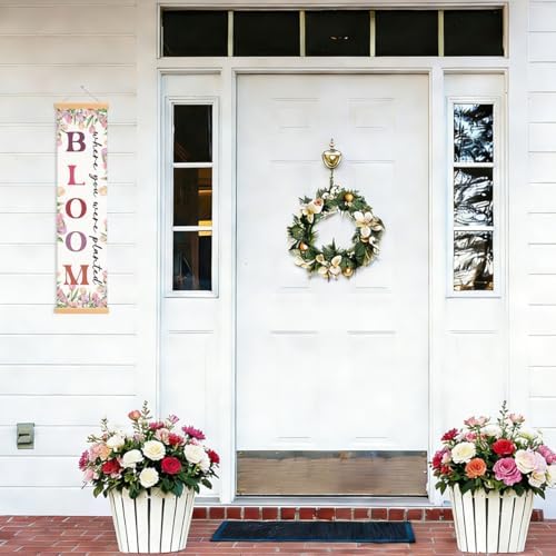 Summer Hanging Door Banner, Bloom Where You Are Planted Porch Banner, Rustic Seasonal Banners for Front Door Indoor Outdoor Decor, Inspirational Party Decorations for Farmhouse Yard Home - Image 5