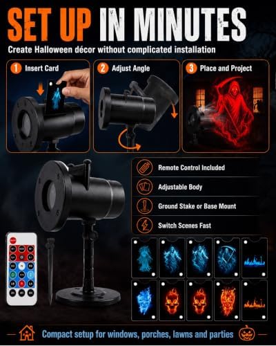 Halloween Projector Turn Your Home into a Haunted Halloween Wonderland,10 Unique HD Projection Patterns,32ft Ultra-Large Display,2026 Upgrade Wall Light Christmas Projector Outdoor - Image 5