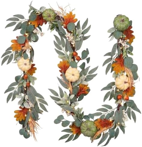 Valery Madelyn 9ft Fall Garland for Mantle with Pumpkins by ValeryMadelyn