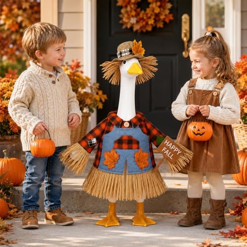 Fall Goose Outfit Scarecrow Porch Goose Clothes for Outdoor Lawn Decor - Image 7