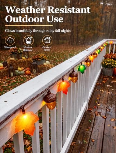 Thanksgiving Maple Leaf Acorn Lights, 12FT 20 LED Fall Thanksgiving Decor - Image 7