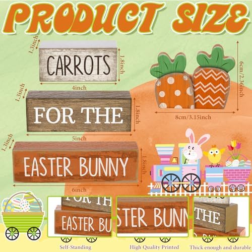 Lineshading 4 Pcs Wooden Tiered Tray Decor, Farmhouse Carrots Block Signs - Image 2