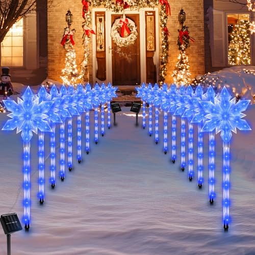 20 Pack Snowflake Solar Christmas Pathway Lights by VOGVOG