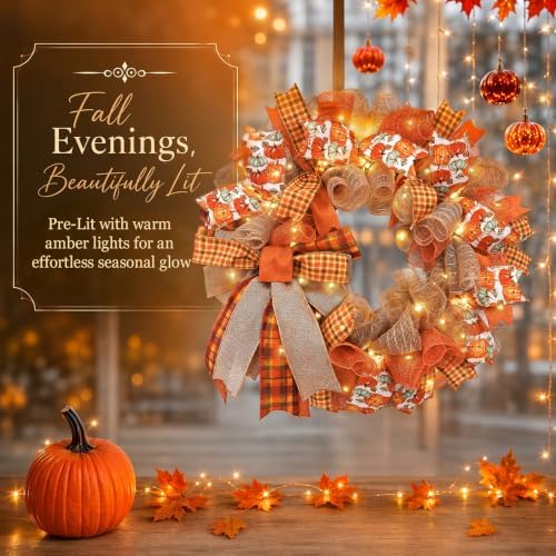 24 Inch Fall Wreaths for Front Door, Pumpkin Wreath - Image 5