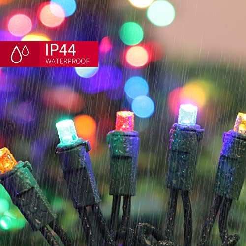LAMPHOME Multicolor Christmas String Lights,Multi-Colored Mini Lights,100LED 21.6Ft Fairy Tree Lights Plug in for Indoor Outdoor Xmas Decorations Patio Holiday Theme Party Yard House,Green Wire - Image 7
