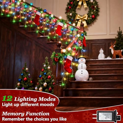 Christmas Icicle Lights Outdoor 60FT 612 LED Drops Multicolor - Image 3