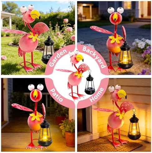 Solar Garden Lights Flamingo with Solar Lantern,Flamingo Statue Decor - Image 4