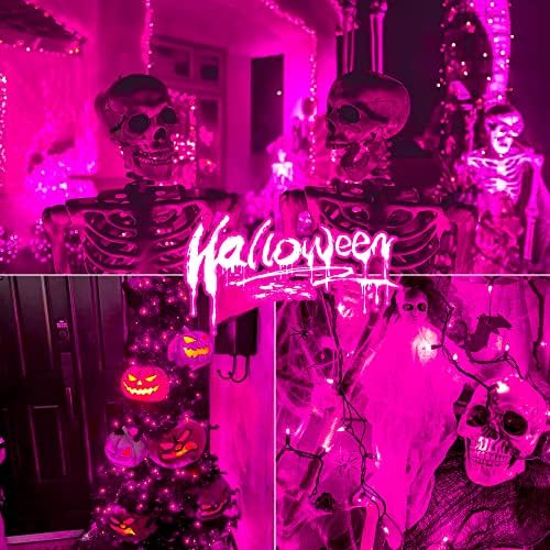 Hopolon Purple Halloween String Lights,2PACK Total 100Count 26FT,Green Wire - Image 4