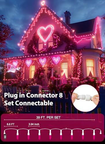 Pink Christmas Mini Lights, 39Feet 100 LED Pink String Light with 8 Lighting Modes, Connectable Valentine's Lights for Indoor Outdoor Valentine's Day Garland Wreath Holiday Decoration, White Wire - Image 4