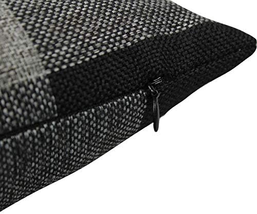 VAKADO Black and Grey Farmhouse Rustic Buffalo Plaid Decorative Throw Pillow Covers Retro Check Home Decor Cushion Cases for Couch Bed Sofa 18x18 Set of 2, Black and Gray - Image 3