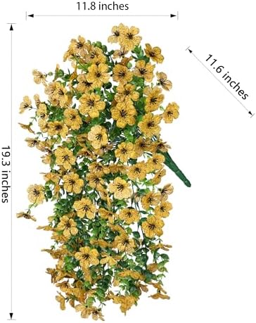 INSPRING Artificial Flowers Fall Faux Outdoor Outside Plants, 2 PCS Fake Silk UV Resistant Look Real Yellow Daisy Trailing Vines for Front Door Porch Planter Urn Patio Balcony Decoration - Image 3