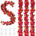 4Pack 23.6FT Red Maple Leaf Fall Garland for Thanksgiving Halloween Decor by Helimoto