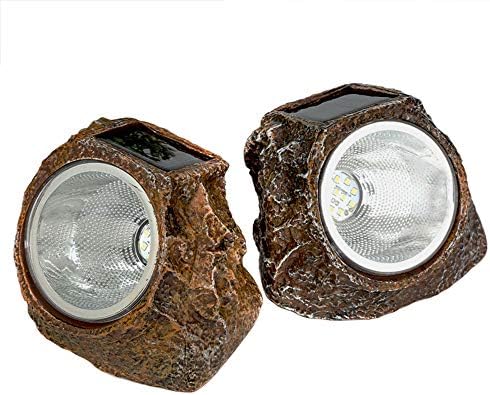 EiGreen Solar Garden Rock Lights Outdoor, 2 Pack 10 LED Waterproof Solar Powered Rock Light，Yard Landscaping Spotlights, for Indoor and Outdoor Decoration by EigreenSolaroutdoorlights