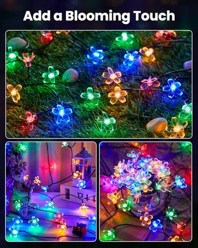 Brightown 2 Pack Total 52FT 120 LED Flower Solar String Lights Outdoor Waterproof Fairy Lights for Garden Yard Fence Patio Christmas Tree Wedding Party Decor, Multicolor - Image 7