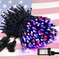 JMEXSUSS 200 LED 66ft Red White and Blue Lights Outdoor Plug in by JMEXSUSS