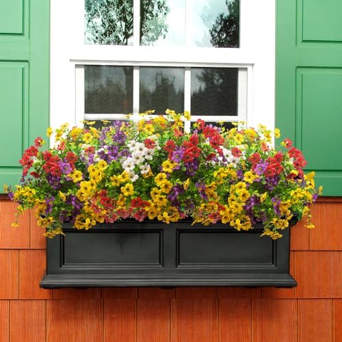Grunyia Artificial Fake Plants Flowers for Outdoor Spring Decoration, 16 Bundles Faux Silk Colorful Daisy UV Resistant Realistic for Outside Porch Patio Home Yard Garden Planters Pots Window Box(Mix) - Image 6