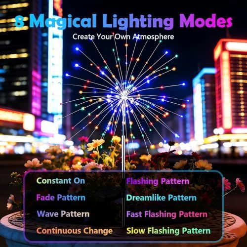 4-Pack Solar Firework Lights for Outside Waterproof Garden Fairy Lights - Image 2