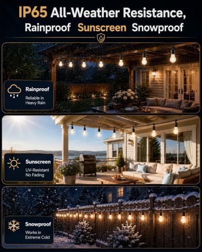 Outdoor String Lights, ST14 Milky White Smart Color Changing LED Patio Lights with App & Remote, IP65 Waterproof Shatterproof Hanging Lights for Party (50FT) - Image 3
