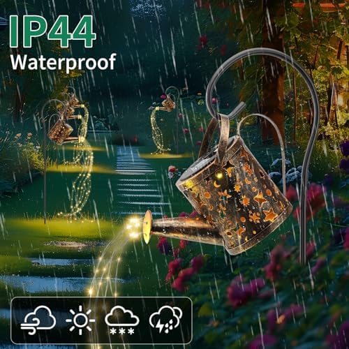 Solar Watering Can Lights Outdoor，Metal Hanging Garden Decor, Waterproof Solar Powered Lights for Patio, Lawn, Yard，Cute Outdoor Decoration for Mom, Grandma, Lady，Perfect Birthday Gift - Image 5