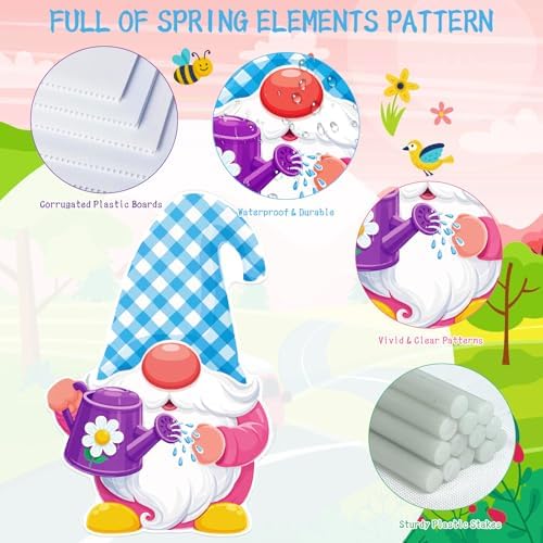 12 PCS Hello Spring Yard Signs with Stakes Spring Outdoor Lawn Flower Insect Garden Pastel Decorations (Hello Spring) - Image 4