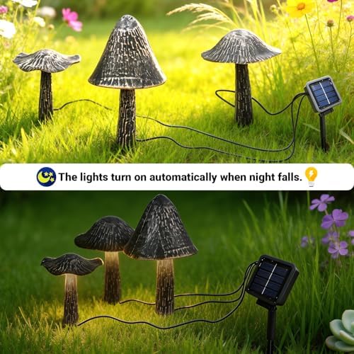 Solar Lights Outdoor Decor, Solar Metal Mushroom Yard Decorations Outdoor - Image 4
