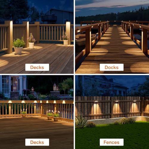NIORSUN Solar Deck Lights Outdoor 12 Pack, IP65 Waterproof Large Size LED Stair Lights with Lenses, Auto ON Off Warm White Step Lights for Outside, Deck, Patio, Fence, Yard, Pathway and Railing Decor - Image 2