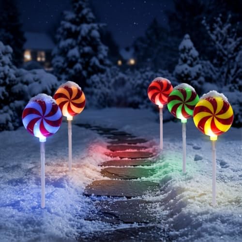Brite Star Candy Lollipop Pathway Christmas Lights - Color Changing 5.25-inch Pathmarker Ideal for Outdoor Lighting, Backyard Decor, Patio Lighting, Christmas Decorations, and Landscape Lighting - Image 4