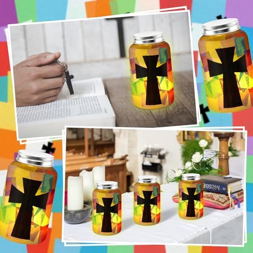 Qinyoung 12 Pcs Religion Cross Mason Jars Crafts Sunday School Crafts - Image 4