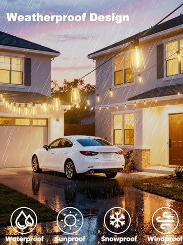 Svater 50 FT Outdoor String Lights LED, Patio Light Waterproof 26 Bulbs - Image 2