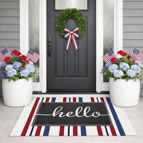 KILOCOCO 250th Anniversary Patriotic Striped Doormat 2.3'x3.6', Red Blue - Image 3