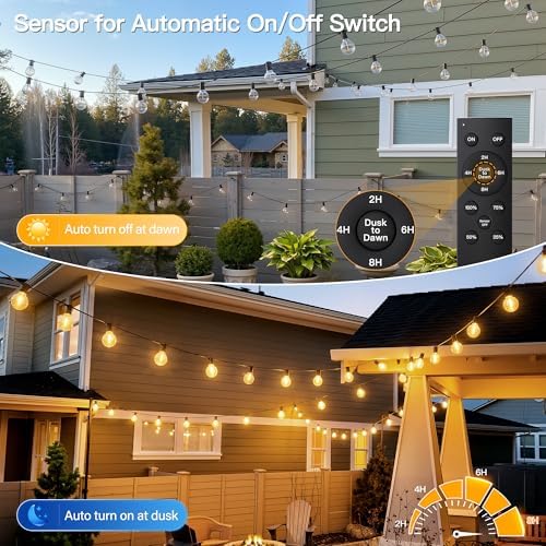 Outdoor String Lights, 100FT G40 Patio Lights with Remote, Balck - Image 4