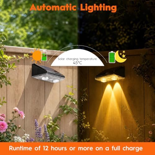 2 Pack Solar Lights Outdoor, LED Solar Fence Lights, IP65 Deck Lights - Image 3