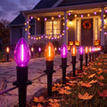10 Pack Halloween Pathway Lights Outdoor, Orange & Purple LED Stake Lights by Abeja