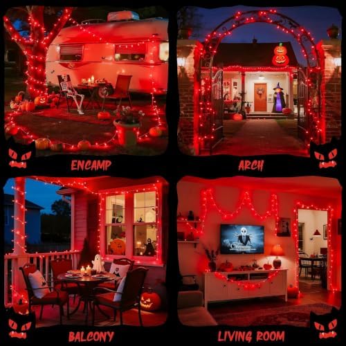 JMEXSUSS 66ft 200 LED Red Halloween Indoor Outdoor String Lights Plug in - Image 4