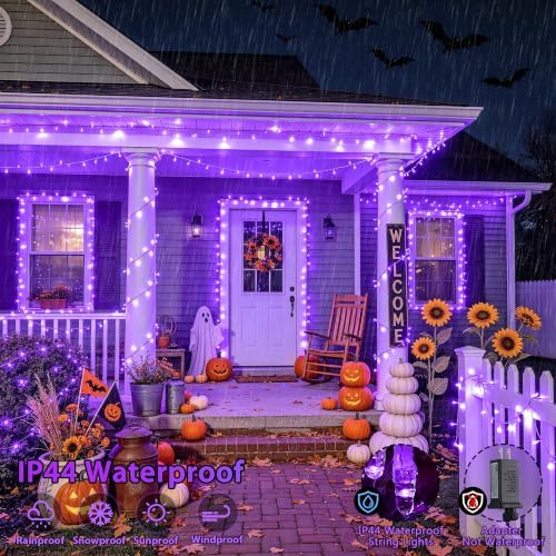 JMEXSUSS 200 LED Purple String Lights Indoor Outdoor Clear Wire - Image 3