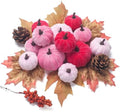 21 PCS Pink Pumpkins Set for Fall Decor, 2 Sizes Fake Velvet Pumpkin Mini Foam Pumpkin for Tiered Tray Bowl Filler Baby Shower Wedding Thanksgiving Halloween Farmhouse Mantel Wreath by GHGMAO