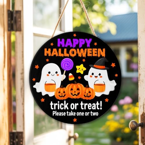 Halloween Decorations Wooden Sign for Home, Trick or Treat Ghost Sign - Image 7