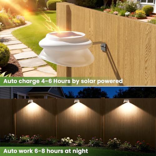 JSOT Solar Deck Lights Perfect for Fence, Deck Rail, Wall Décor-Cool White 6P-White - Image 4