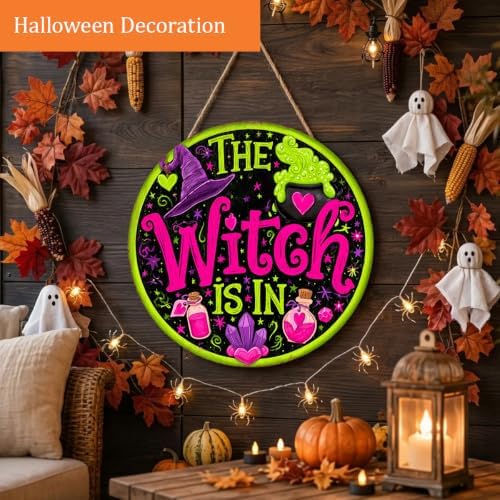 Witchy Halloween Decorations Wooden Sign for Home, The Witch is in Sign - Image 4