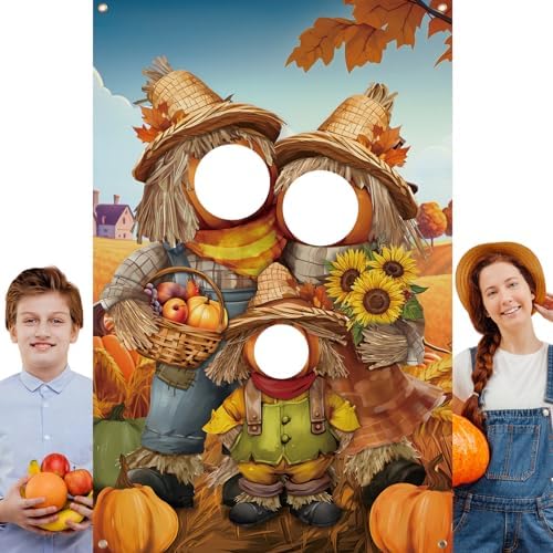 Lunmon Fall Pumpkin Photo Backdrop, 3 Head Cutout Standup Autumn Pumpkin by Lunmon