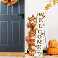 Fall Welcome Sign for Front Door 42" Autumn Squirrel Vertical Large Rustic Porch Decor, Outdoor Patio Garden Thanksgiving Ornament for Home Farmhouse Entryway by CPCDACSK
