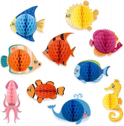Under The Sea Fish Honeycomb Hanging Decorations, 10 Pcs by Pedel