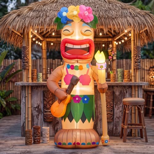 Shappy 5ft Inflatable Tiki Guitar Lighted Blowup Hawaiian Pool Party Decor by Shappy