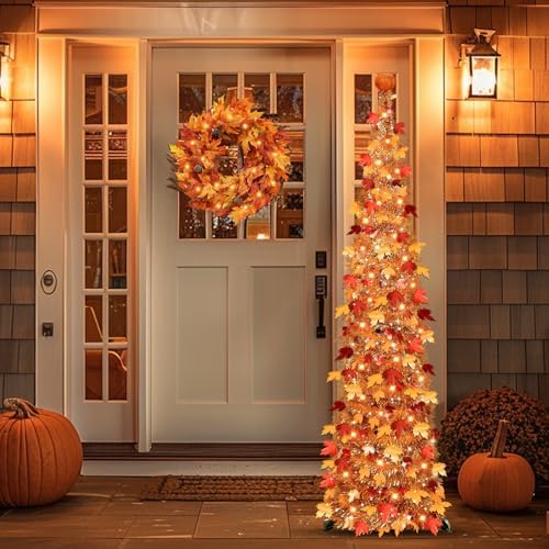 Pumpkin & Fall Decor - 5FT Pop Up Fall Tree with Lights Battery Operated - Image 6