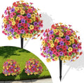 Alupssuc 2Pcs 20" Artificial Topiary Ball Flowers, UV Resistant Outdoor Faux Plants with Ground Spikes, Fake Bushes, 4 Colors Mix Spring Summer Decor for Garden, Porch, Patio & Indoor Planters by Alupssuc
