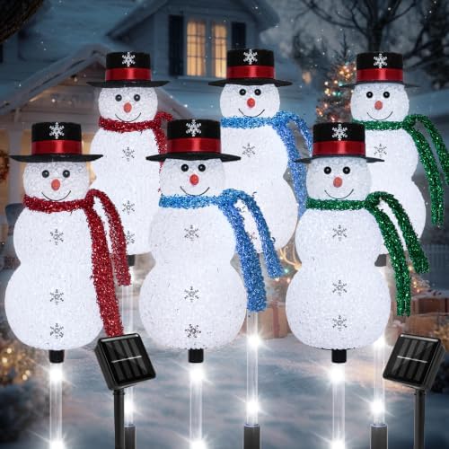 Christmas Snowman Solar Pathway Lights Outdoor Decorations, 6 Pack by TAILERRI