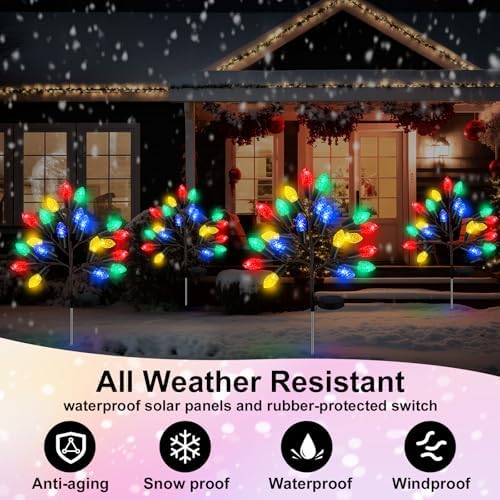 Glooglitter 4 Pcs Christmas Solar Pathway Lights Outdoor Decorations - Image 5
