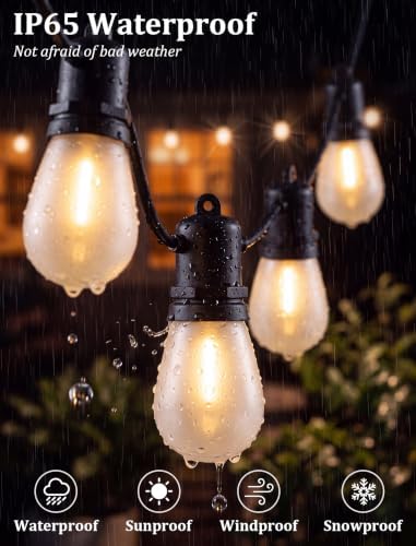 S14 Outdoor String Lights 30FT, 11 Frosted LED Bulbs, Black Wire - Image 3
