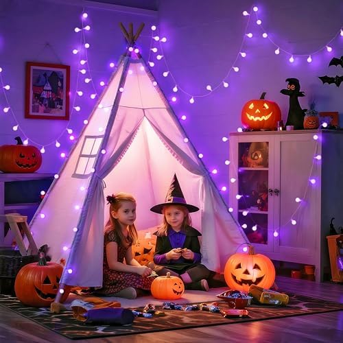 JMEXSUSS 100 LED Purple Globe String Lights Battery Operated with 8 Modes - Image 4